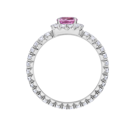 Кольцо с розовым сапфиром и бриллиантами, белое золото 3