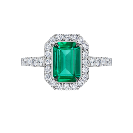 Кольцо с изумрудом и бриллиантами, белое золото 2