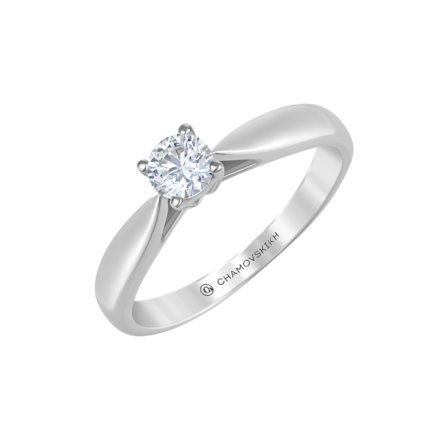 Кольцо с бриллиантом, белое золото 1