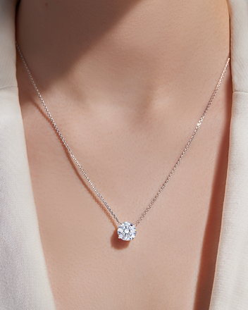 Колье с бриллиантом, белое золото 3