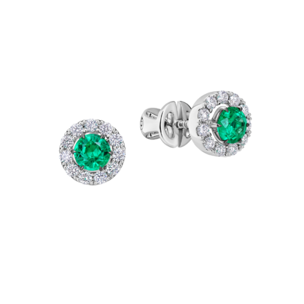 Пусеты с изумрудами и бриллиантами, белое золото 3