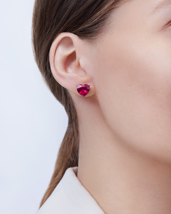 Пусеты с турмалинами рубеллитами, белое золото 2