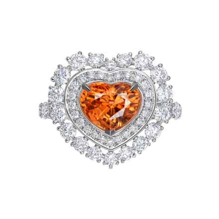 Кольцо со спессартином и бриллиантами, белое золото 2