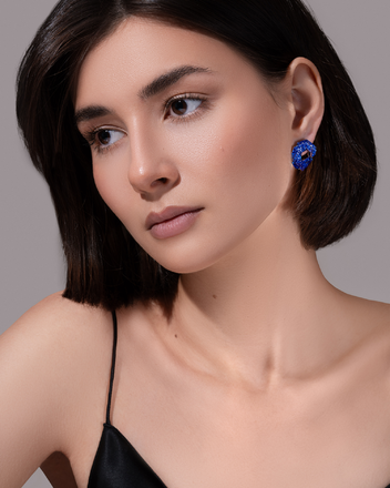 Серьги с сапфирами, белое золото 2