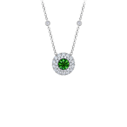 Колье с демантоидом и бриллиантами, белое золото 1