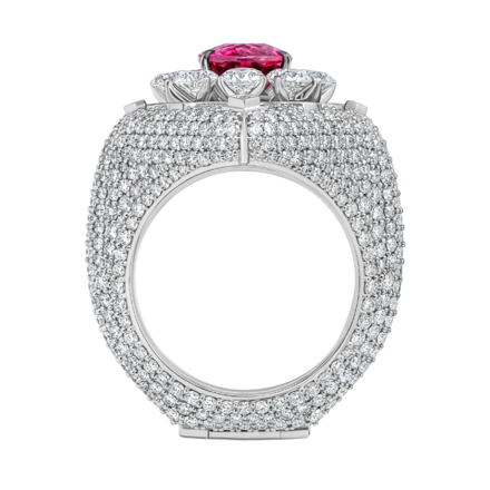 Кольцо с турмалином рубеллитом и бриллиантами, белое золото 3