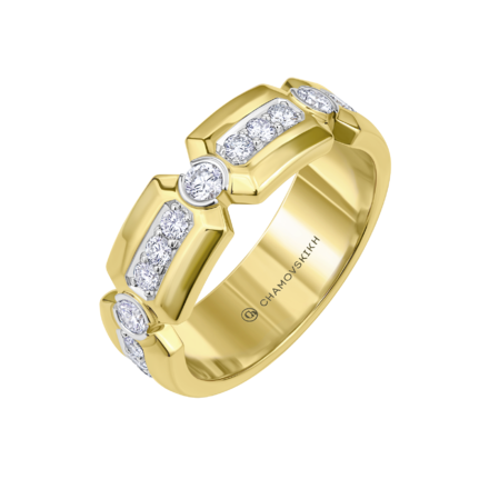 Кольцо с бриллиантами, желтое золото 1