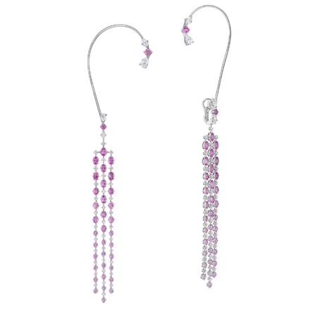 Серьги с розовыми сапфирами и бриллиантами, белое золото 2