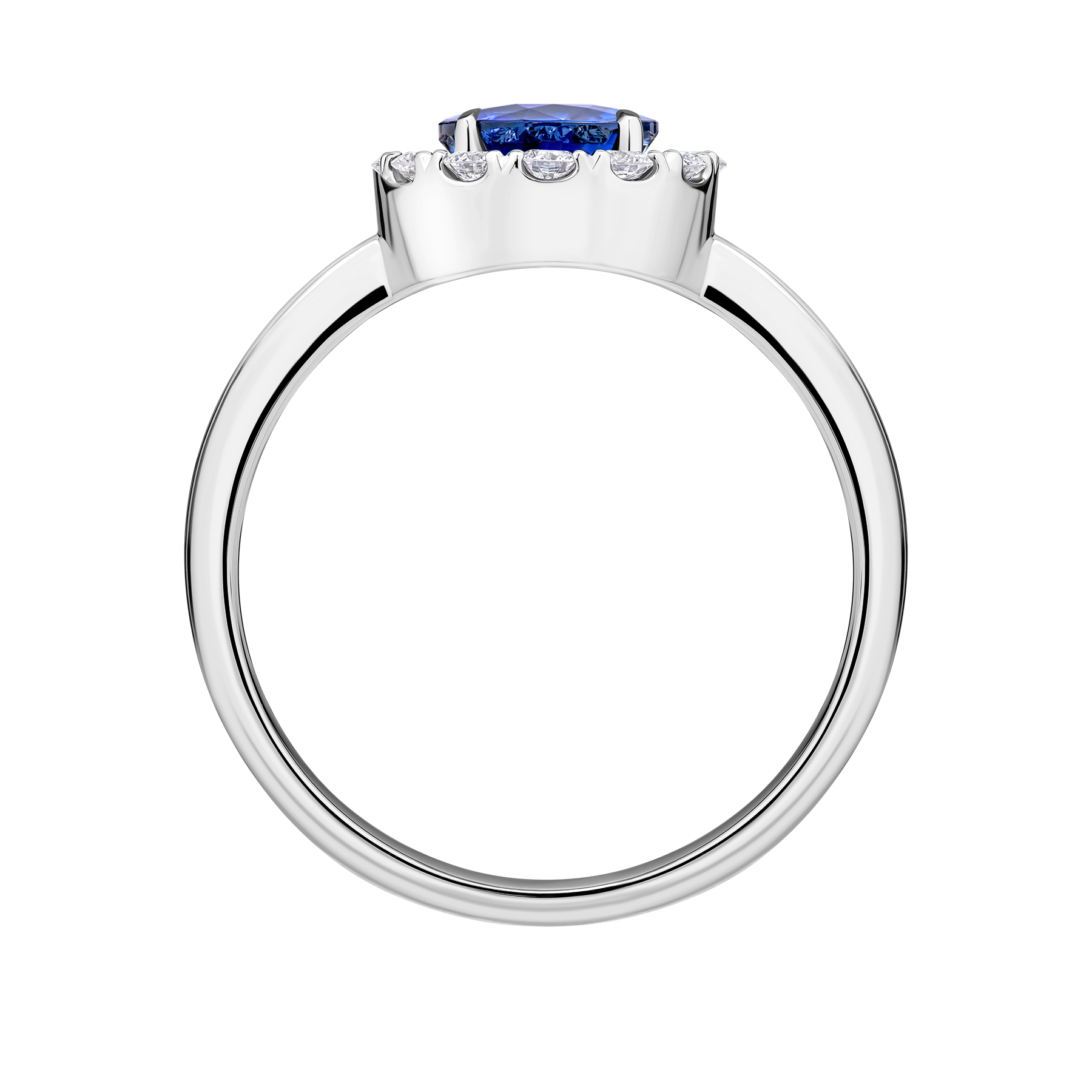 Кольцо с сапфиром и бриллиантами, белое золото