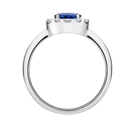 Кольцо с сапфиром и бриллиантами, белое золото 3