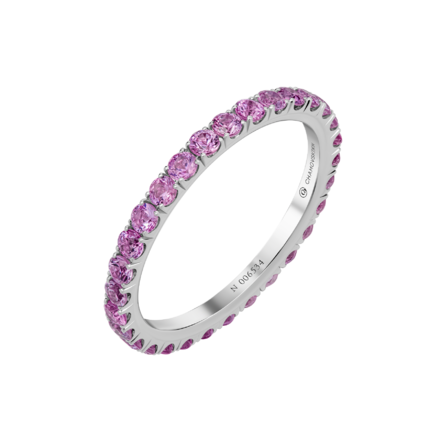 Кольцо с розовыми сапфирами, белое золото 1