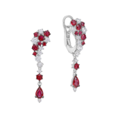 Серьги с рубинами и бриллиантами, белое золото
