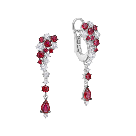 Серьги с рубинами и бриллиантами, белое золото 1