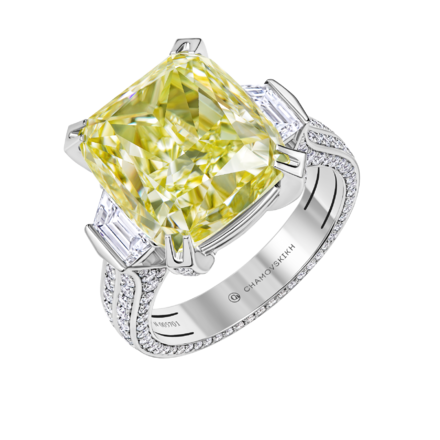 Кольцо с бриллиантами, белое золото 1