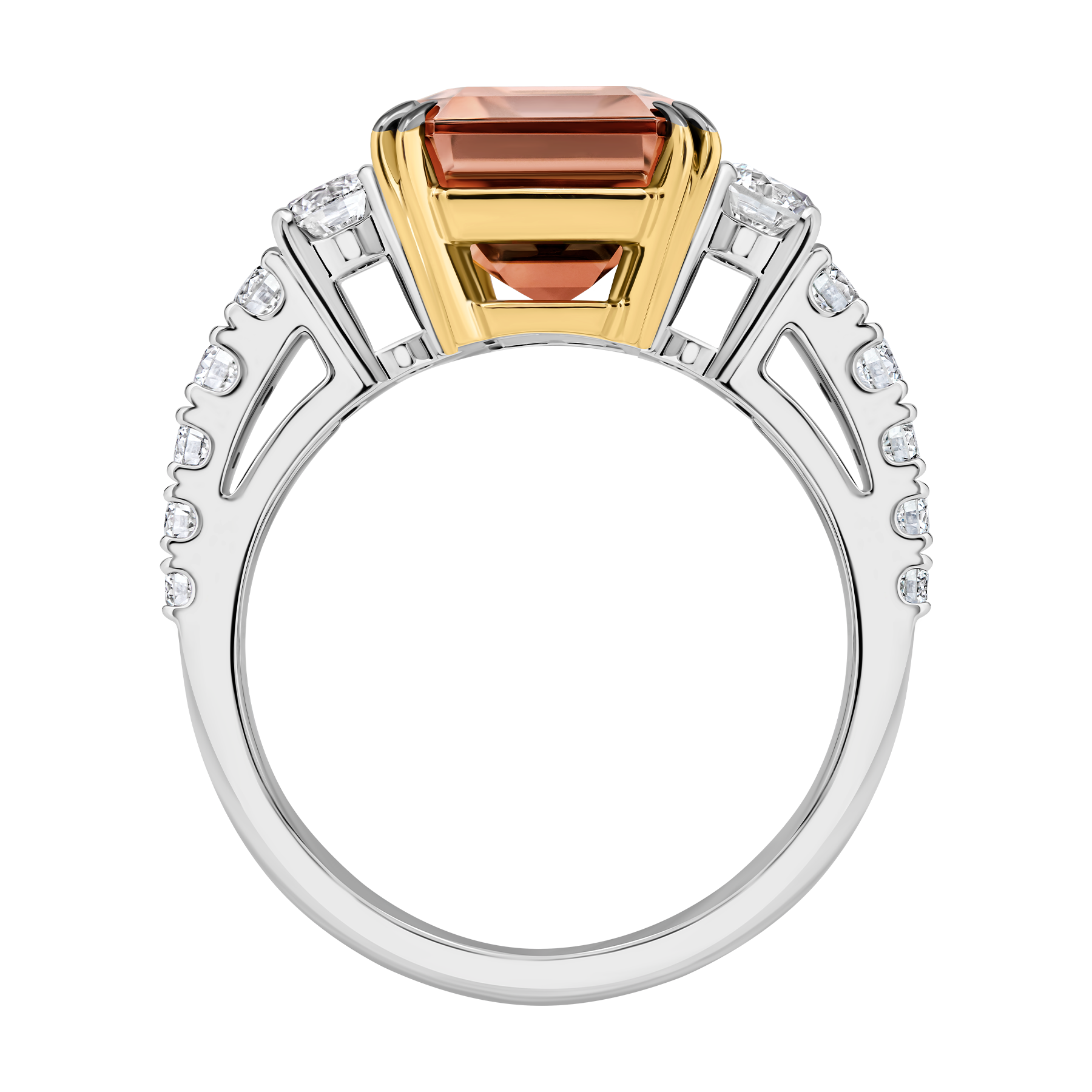 Кольцо с турмалином и бриллиантами, белое золото