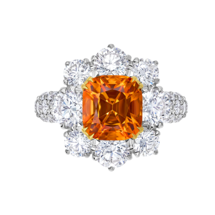 Кольцо со спессартином и бриллиантами, белое золото 2