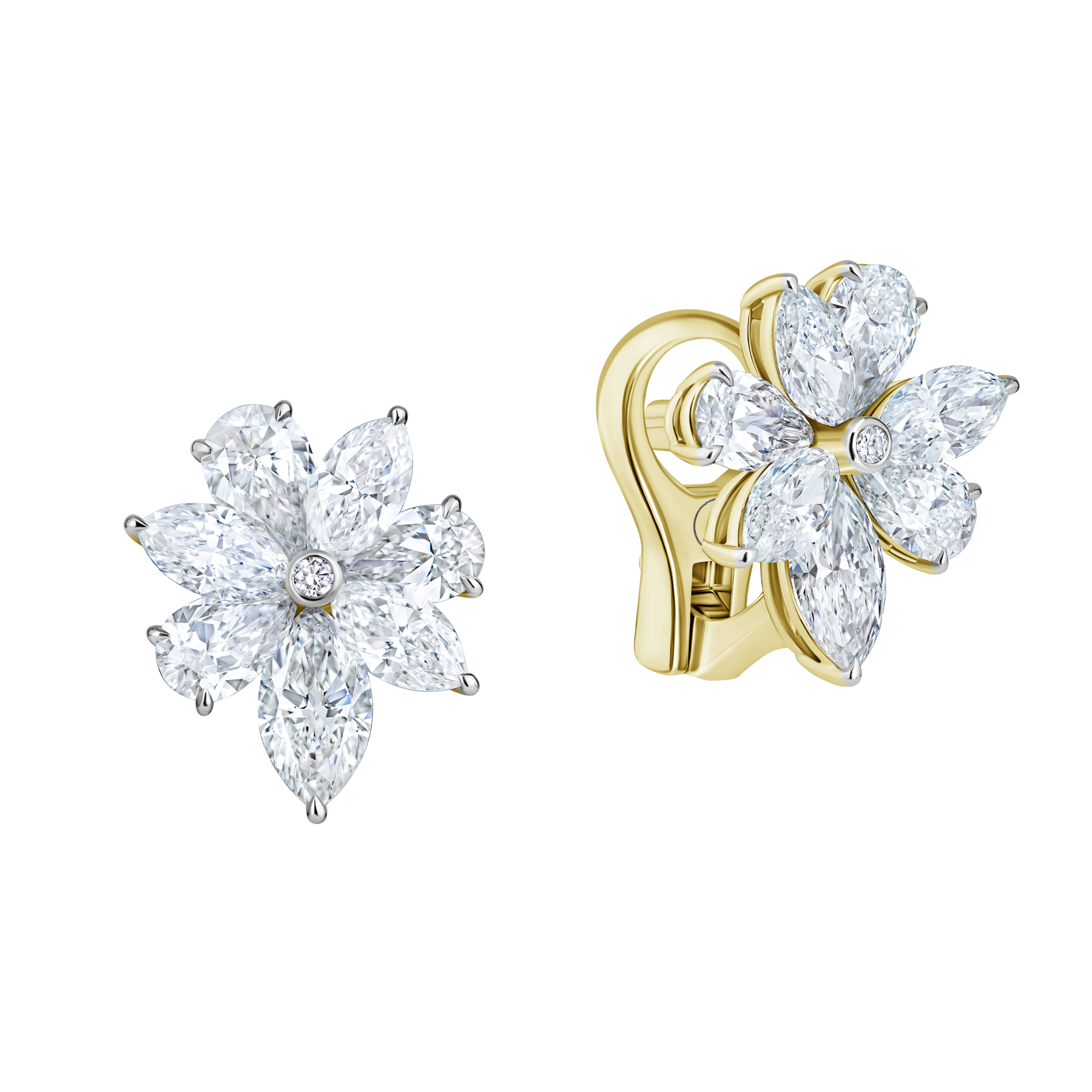 Серьги с бриллиантами, желтое золото