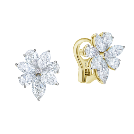 Серьги с бриллиантами, желтое золото 1