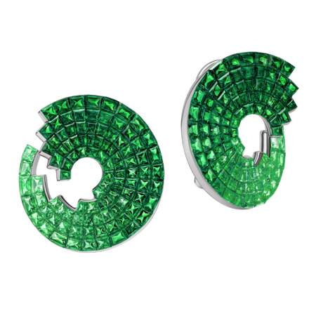 Серьги с тсаворитами, белое золото 1