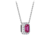 Колье с рубином и бриллиантами, белое золото