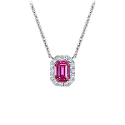Колье с рубином и бриллиантами, белое золото 1