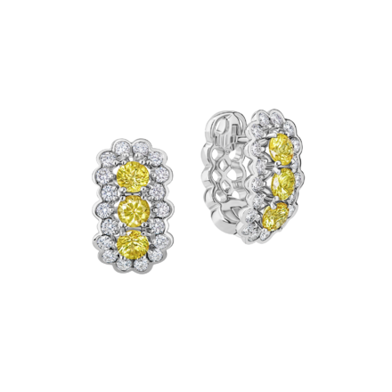 Серьги с желтыми сапфирами и бриллиантами, белое золото 1