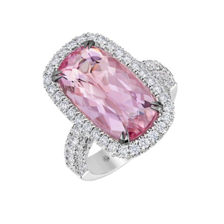 Кольцо с морганитом и бриллиантами, белое золото 1