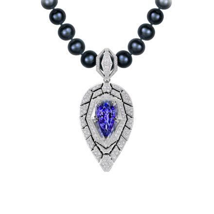 Подвес с танзанитом и бриллиантами, белое золото 1