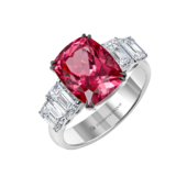 Кольцо со шпинелью и бриллиантами, белое золото