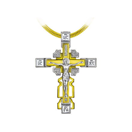 Подвес крест с бриллиантами, желтое золото, н.керамика 1