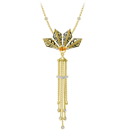 Подвес с желтым сапфиром и бриллиантами, жёлтое золото, н.керамика 1