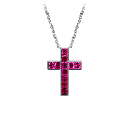 Подвес с рубинами, белое золото 1