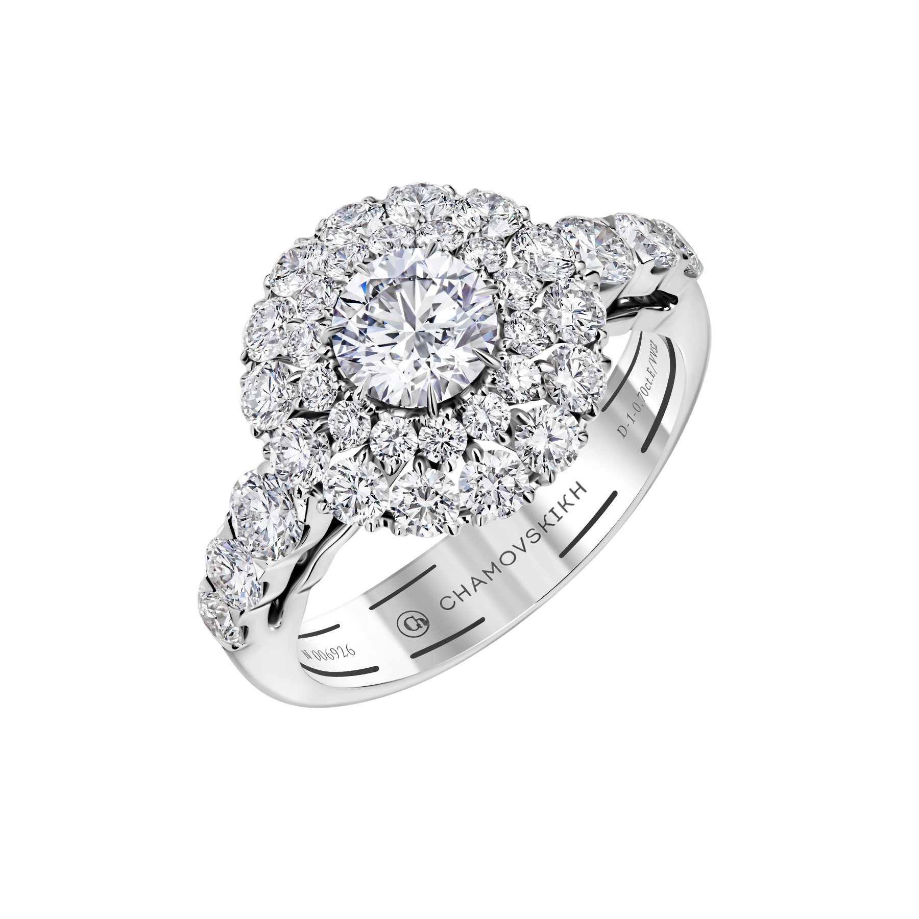 Кольцо с бриллиантами, белое золото