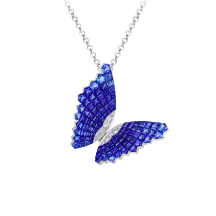 Подвес с сапфирами и бриллиантами, белое золото 1