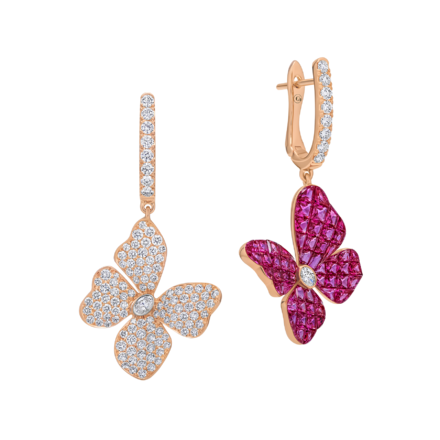 Серьги с рубинами и бриллиантами, розовое золото 2