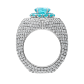 Кольцо с турмалином параибой и бриллиантами, белое золото