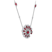 Колье с рубинами и бриллиантами белое золото