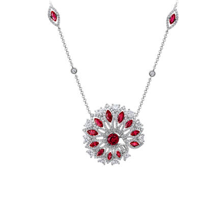 Колье с рубинами и бриллиантами белое золото 1