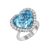 Кольцо с аквамарином и бриллиантами, белое золото
