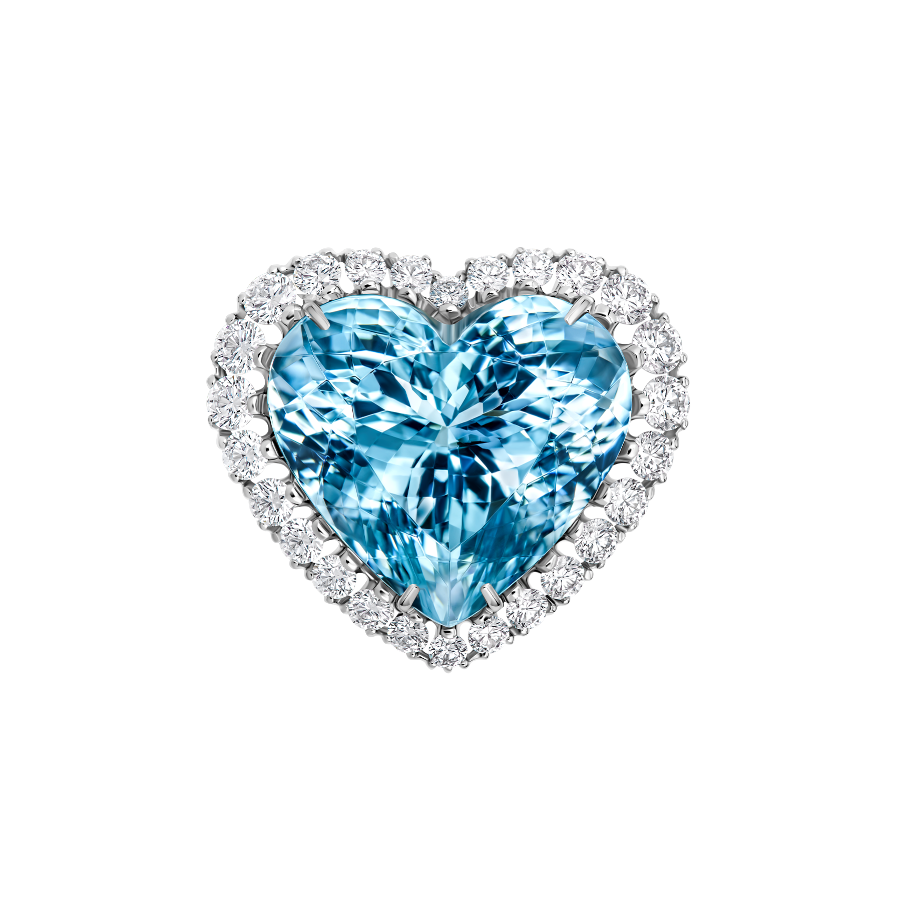 Кольцо с аквамарином и бриллиантами, белое золото