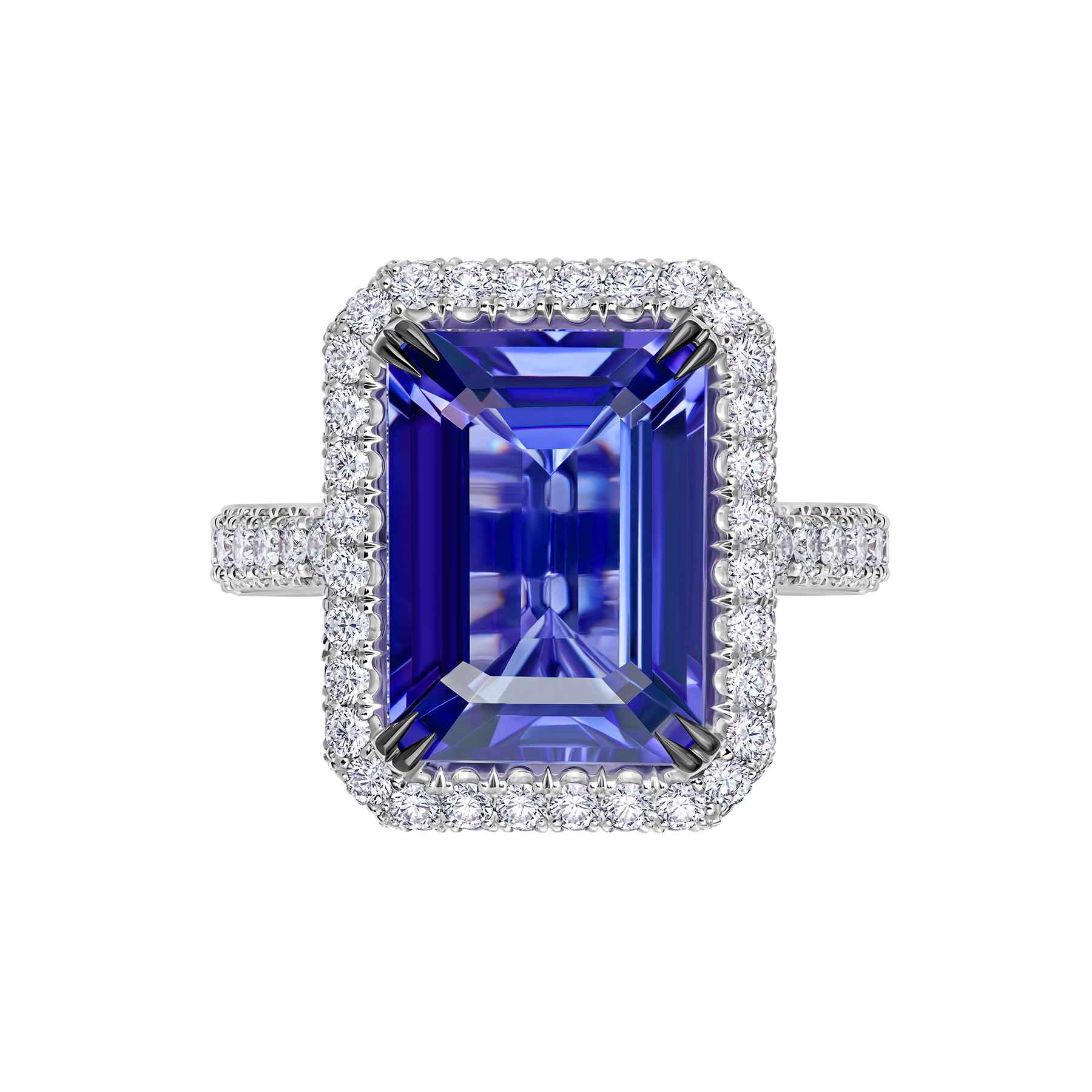 Кольцо с танзанитом и бриллиантами, белое золото