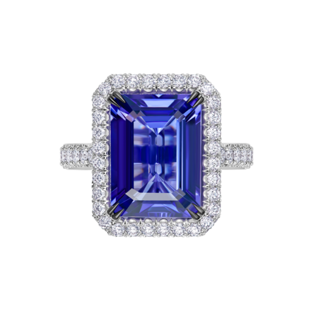 Кольцо с танзанитом и бриллиантами, белое золото 2