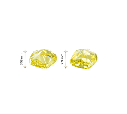 Сет из двух жёлтых бриллиантов, Кушон, 1.01/1.00ct 4