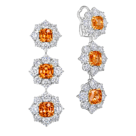 Серьги со спессартинами и бриллиантами, белое золото 1
