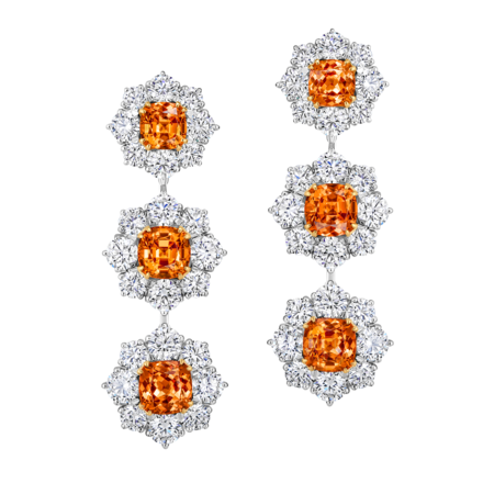 Серьги со спессартинами и бриллиантами, белое золото 2