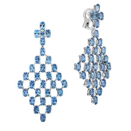 Серьги с аквамаринами, белое золото 1