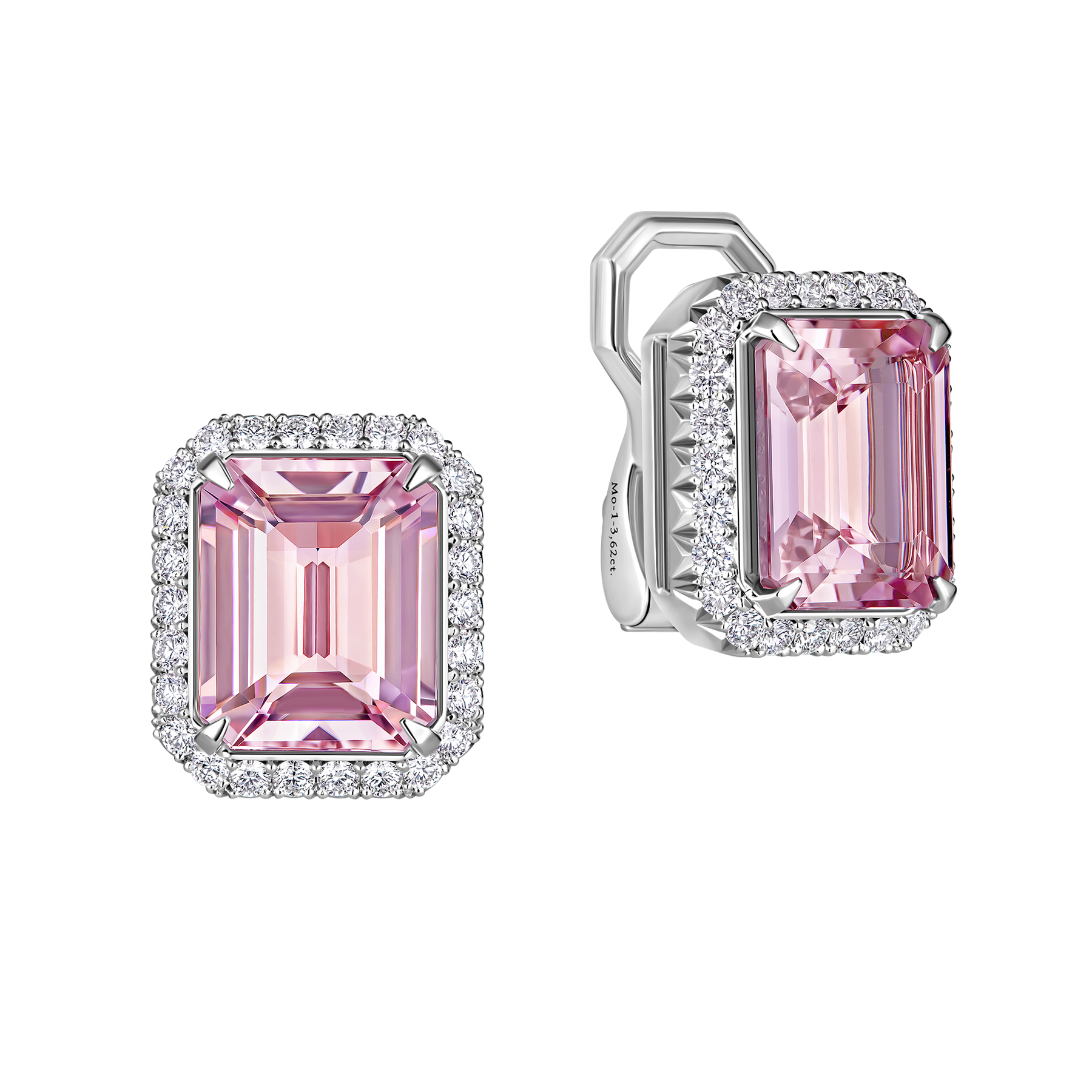 Серьги с морганитами и бриллиантами, белое золото