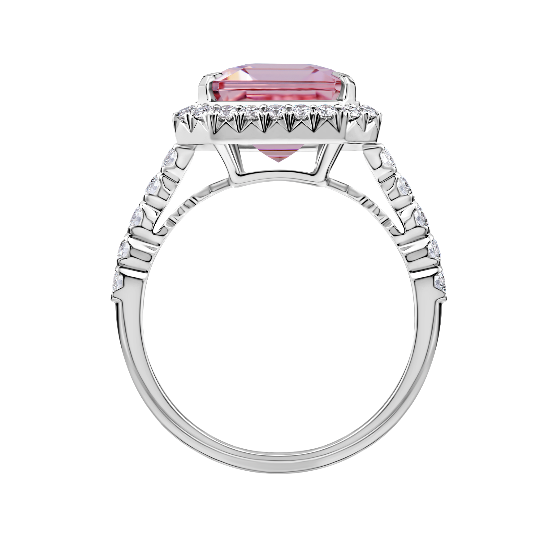 Кольцо с морганитом и бриллиантами, белое золото