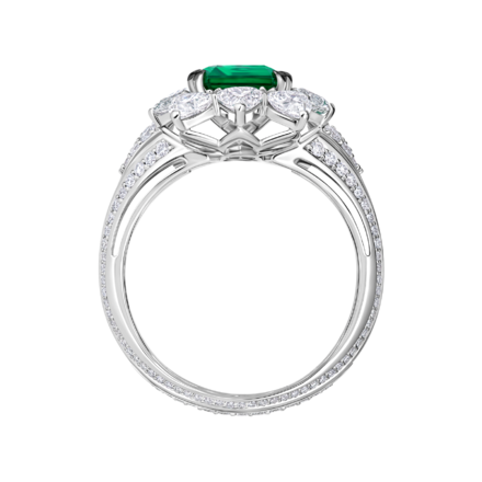 Кольцо с изумрудами и бриллиантами, белое золото 3