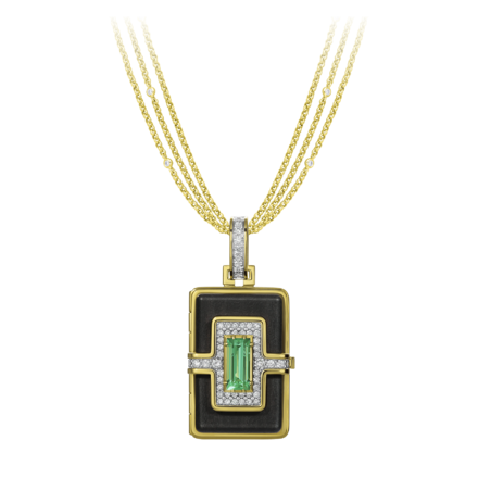 Подвес с изумрудом и бриллиантами, желтое и белое золото, н.керамика 1